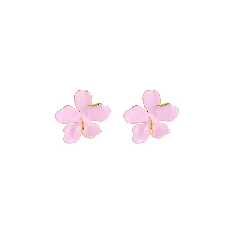 Peach Blooming Collection Asymmetric Large Flower Earrings