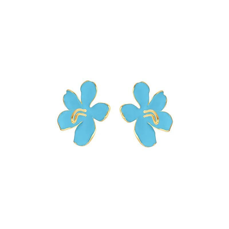 Peach Blooming Collection Asymmetric Large Flower Earrings