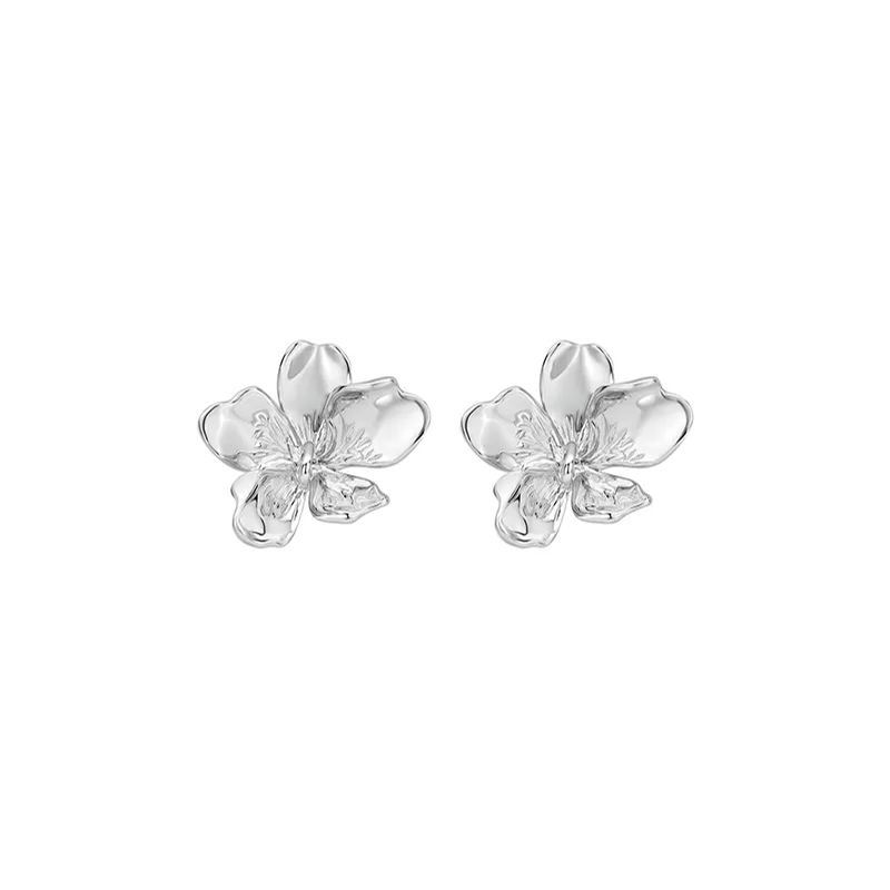 Peach Blooming Collection Asymmetric Large Flower Earrings