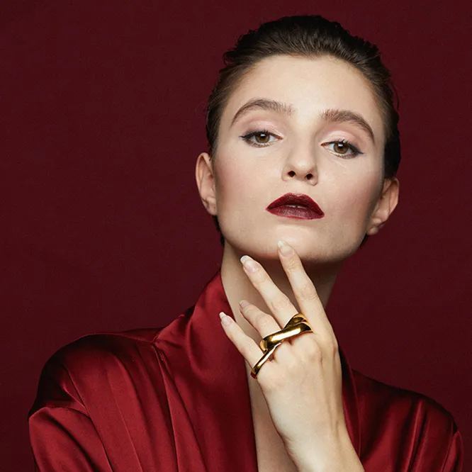 Iris Collection Free Size Three Finger Golden Ring