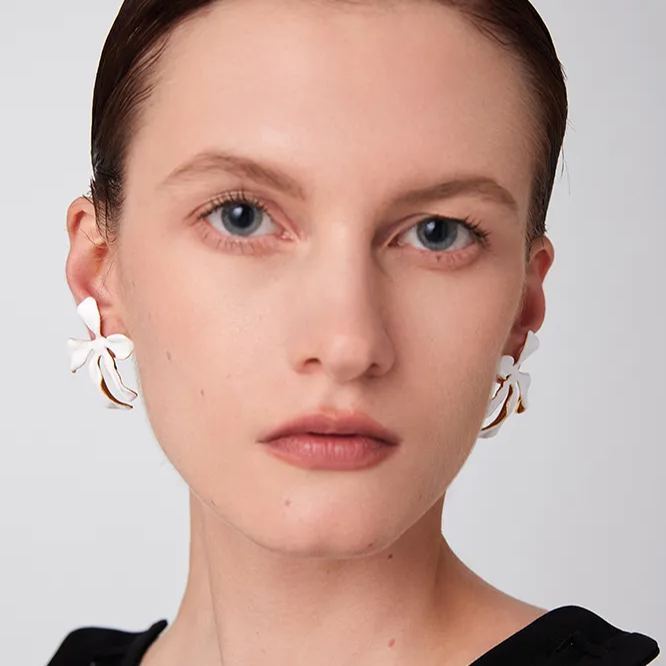 Flower With Iris Collection Five Petals Joint Studs Earrings
