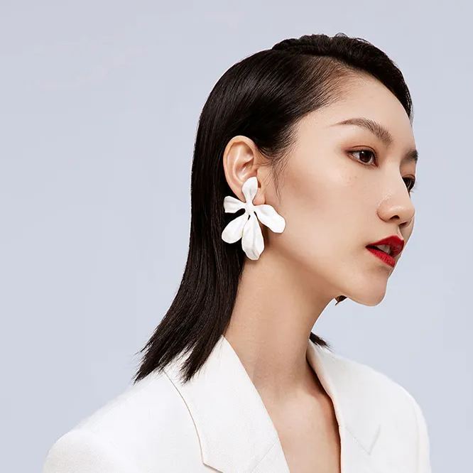 Flower With Iris Collection Five Petals Joint Studs Earrings