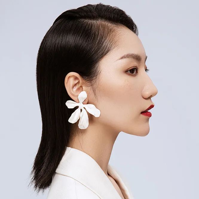 Flower With Iris Collection Five Petals Joint Studs Earrings