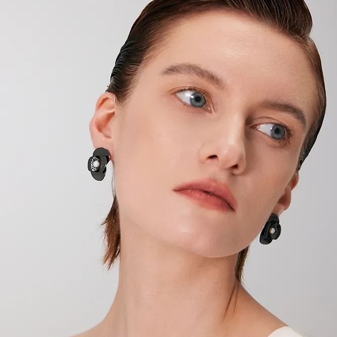 Corn Poppy Collection Mini Flower Pearl Earrings