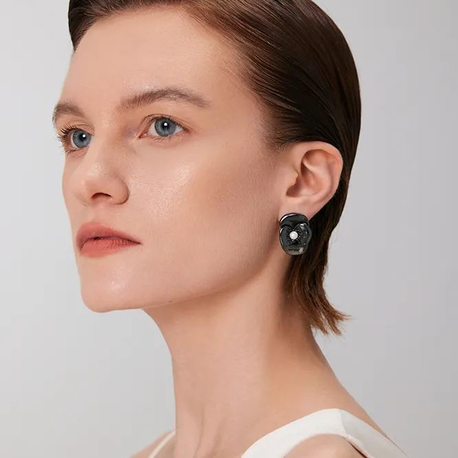 Corn Poppy Collection Mini Flower Pearl Earrings