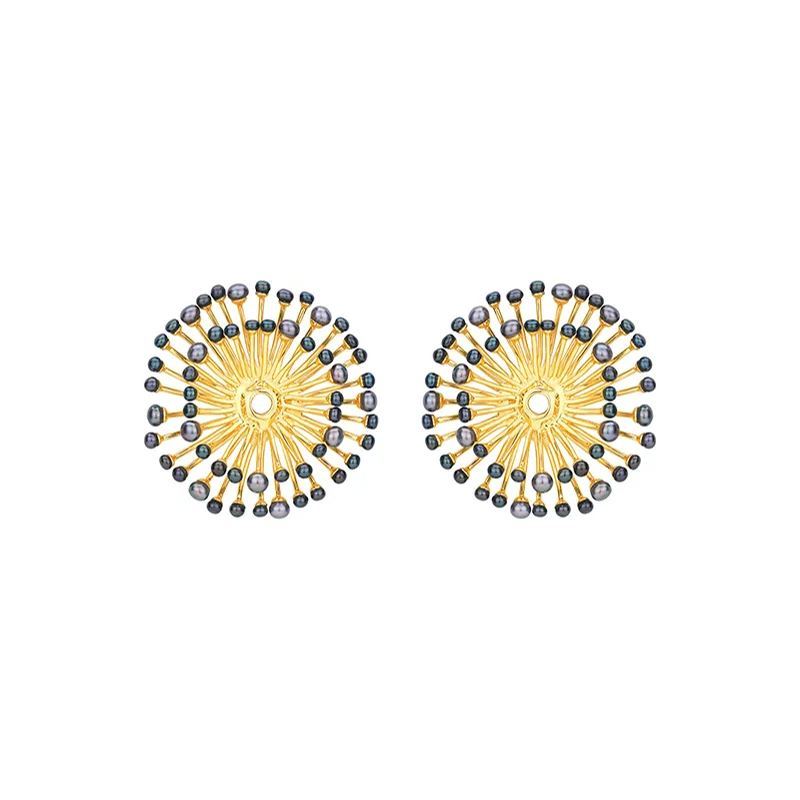 Eucalyptus Collection Double Layer Flower Multi-pearl Earrings