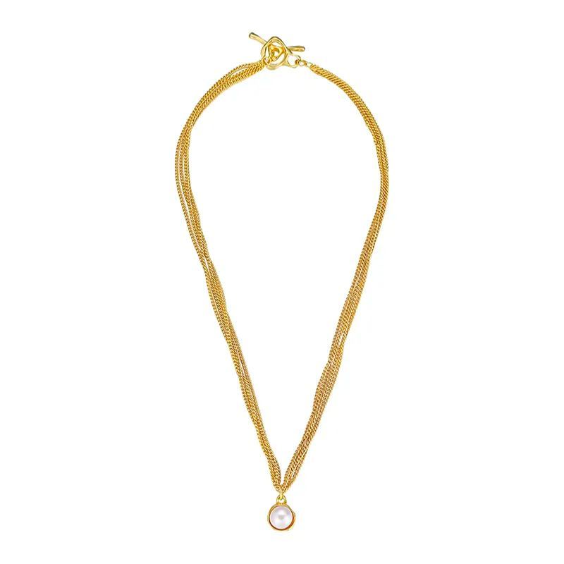 Curvilinear Collection Multi-Chain Pearls Choker