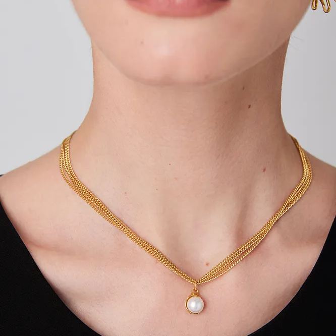 Curvilinear Collection Multi-Chain Pearls Choker