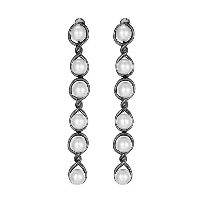 Curvilinear Collection Pearl Drop Earrings With Figure Of 8 Shape
