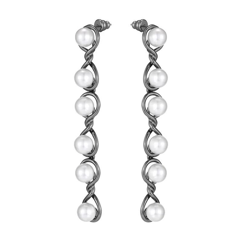 Curvilinear Collection Pearl Drop Earrings With Figure Of 8 Shape