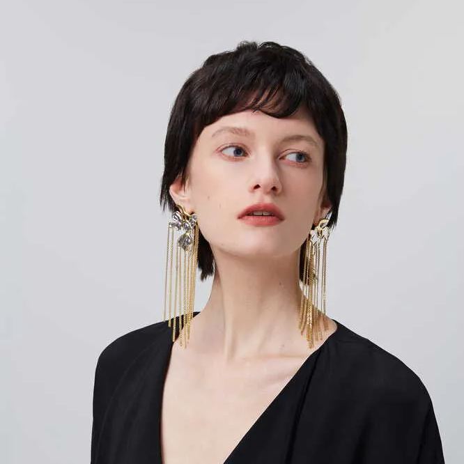 Wisteria Collection Asymmetric Gold And Silver Tassel Earrings