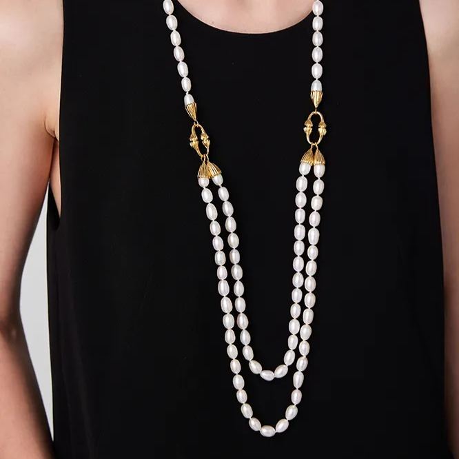 Equisetum Collection Pearl Long Necklace