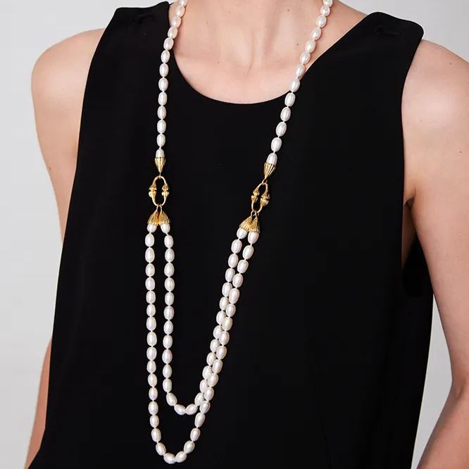 Equisetum Collection Pearl Long Necklace