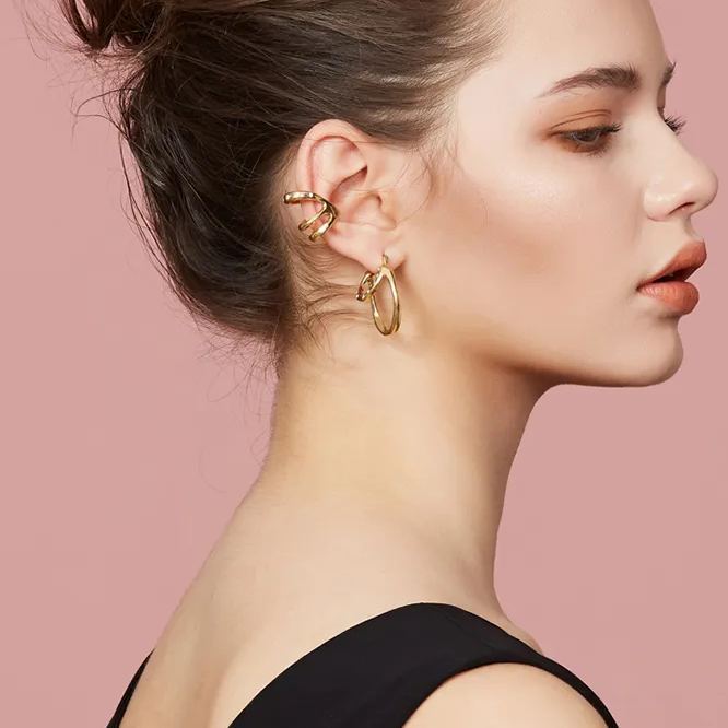 Curvilinear Collection Wrap Around Folding Curve Earrings