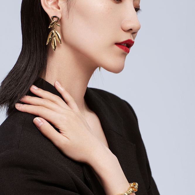 Bamboo Collection Bamboo Leaf Earrings