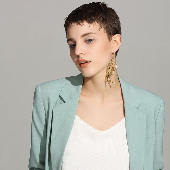 Fern Collection Single Earring With Pearl