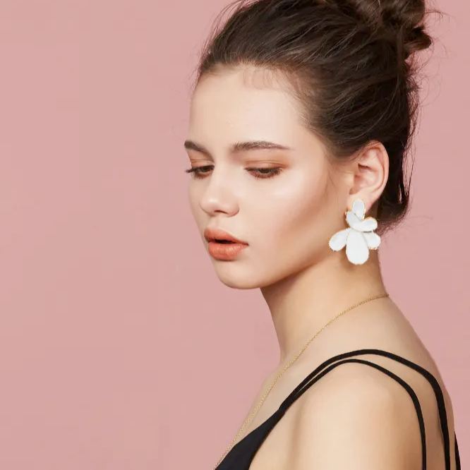 Petals Collection White Petals Studs Earrings