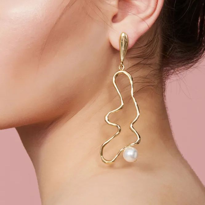 Growth Ring Collection Monocyclic Ring Pearl Earrings