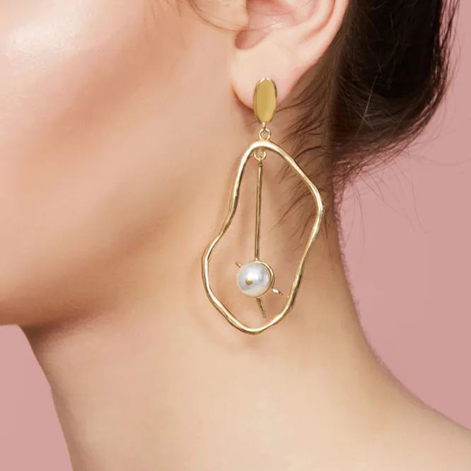 Growth Ring Collection Pearl Earrings