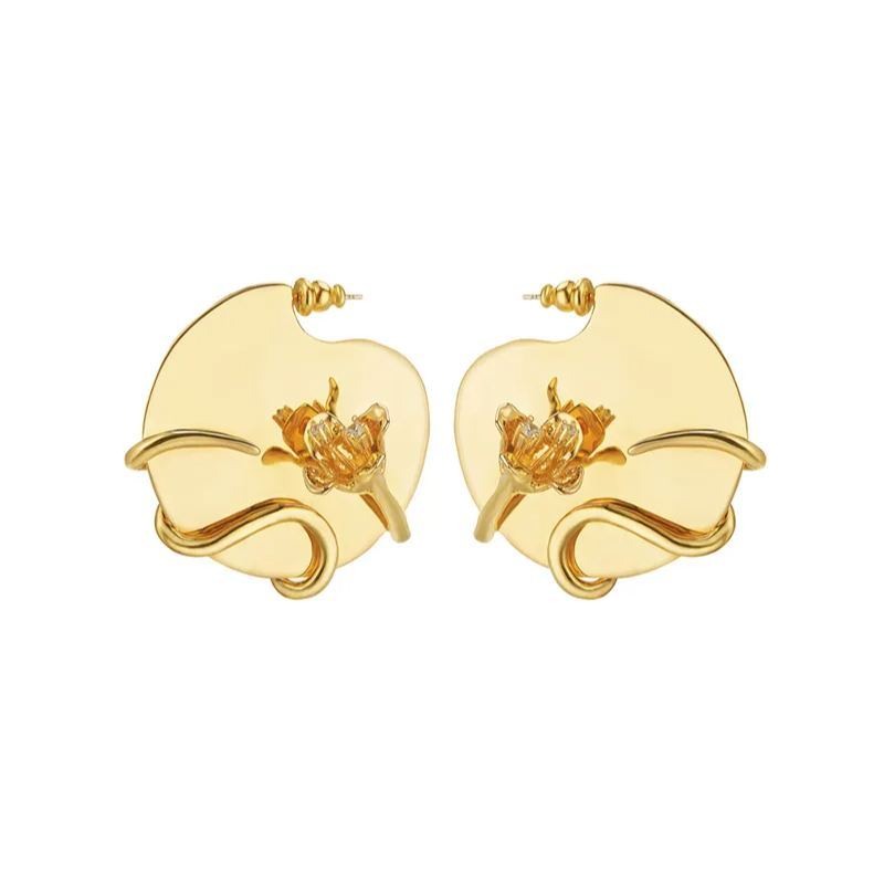 Tulip Collection Flower Ear Hook With White
Corundum