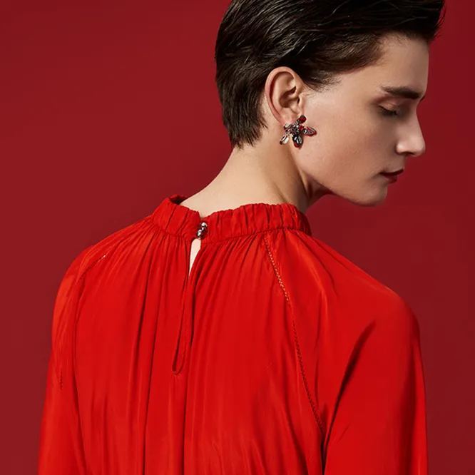 Five Petals Connect With Thorn Detachable Silver Earrings