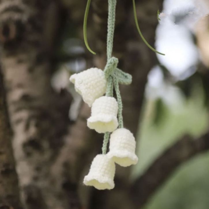 Blooming Car Hanging Basket - Hand Crochet Macrame Rearview Mirror Charm, Boho Floral Car Accessory