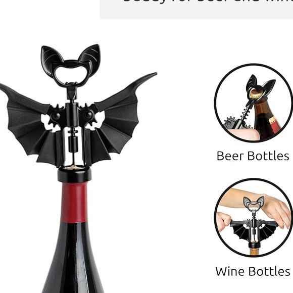 2-in-1 Wine & Beer Opener, Corkscrew & Bottle Opener - Goth Wine Accessories & Gifts for Wine Lovers
