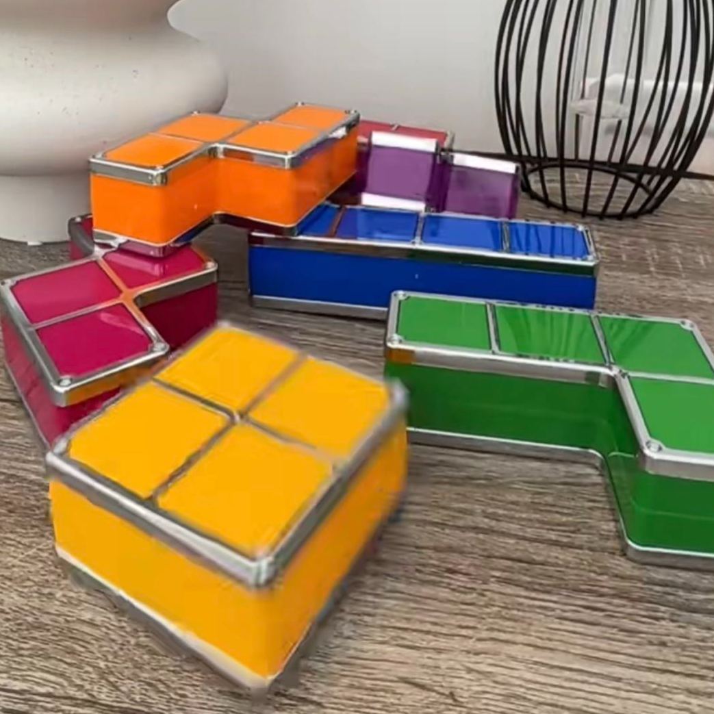 Tetris Block LED Lamp – DIY Stacking Puzzle Light for Kids, Creative 7-Color Night Light for Home, Bar, or Window Display