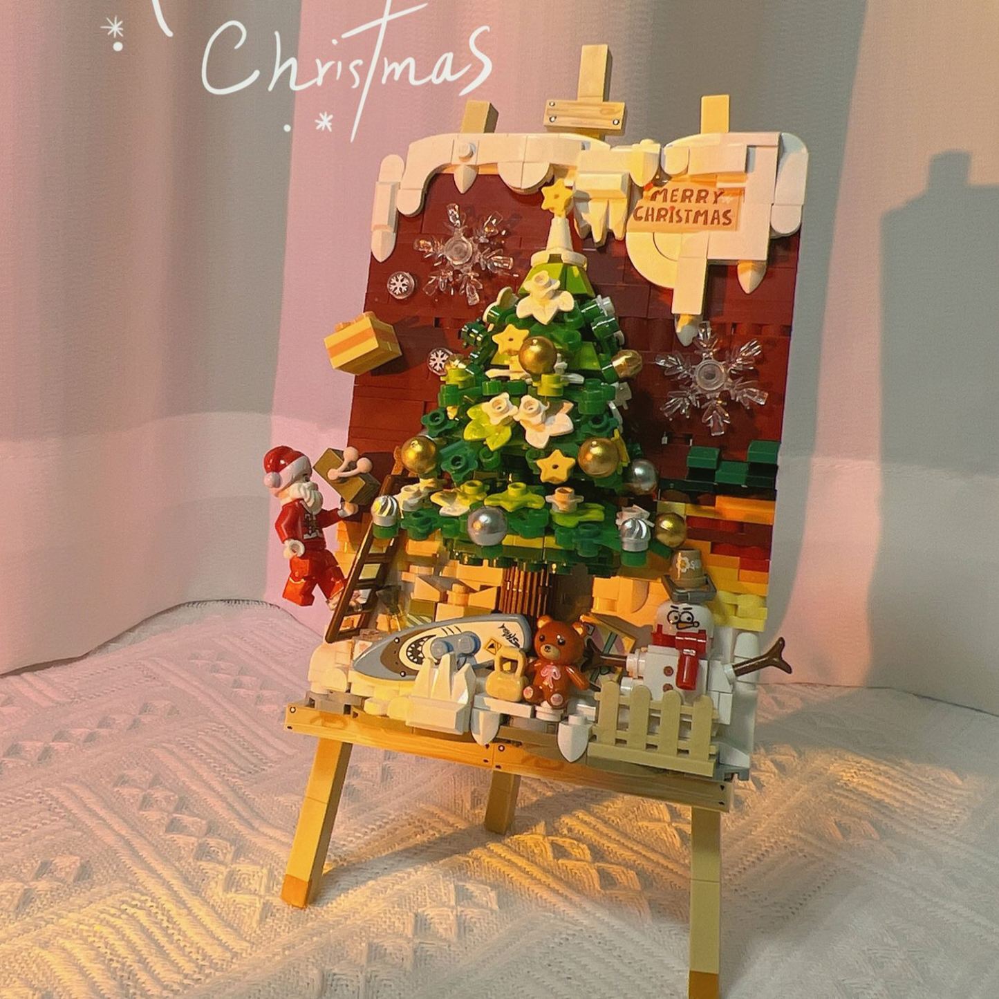 Mini Building Christmas Tree 3D Painting Block Set, 667PCS DIY Creative Stereograph Building Model Kit, MOC Construction Toy, Not Compatible with Maior Brands Building Bricks