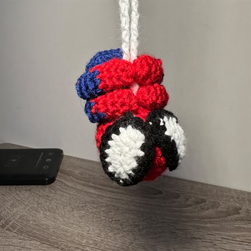 Crochet Spiderman Car Hanger Ornament Accessories, Handmade Amigurumi Plush Car Decor, Cute Super Hero Bag Charm Keychain, Gift for Him Her