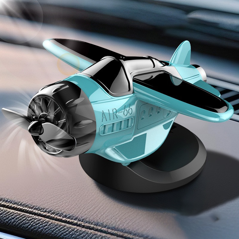 Solar Powered Fighter Jet Model | Car Dashboard Ornament with Rotating Propeller, Solar Airplane Decoration for Car Interior