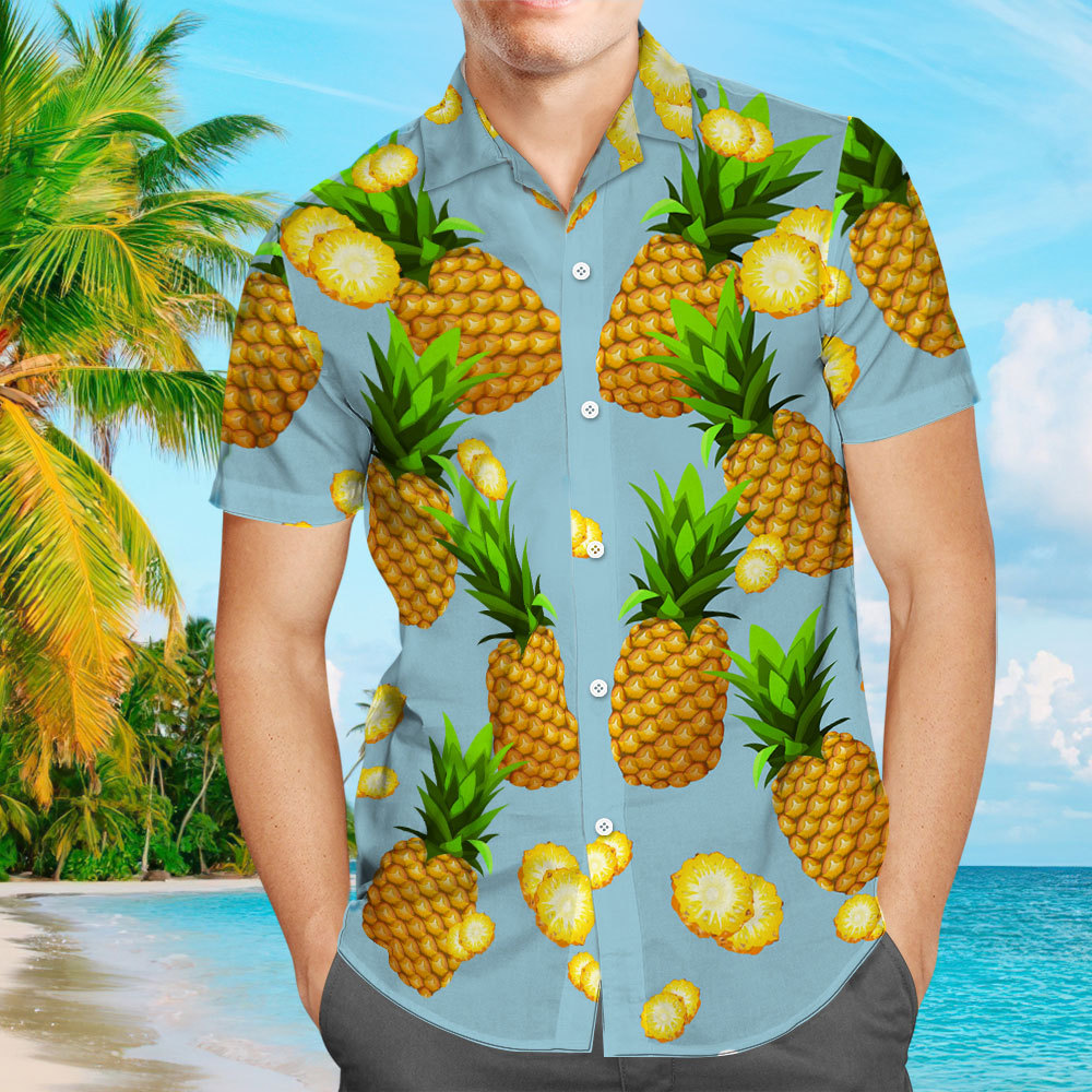 Men's Hawaiian Shirt Pineapple From Size S to 5XL with 2 Style Lightwe