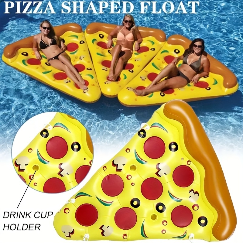 71" Giant Pizza Slice Pool Float Extra Large Inflatable Raft for Adults with Cup Holder Durable PVC Lounge Floatie for Pool & Beach Parties