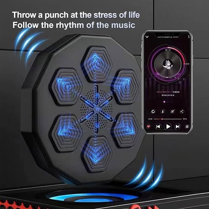 Music Boxing Machine with Bluetooth & LED Lights, Multistyle Smart Wall-Mounted Punching Trainer for Adults & Kids, Home & Gym Fitness Equipment with Gloves