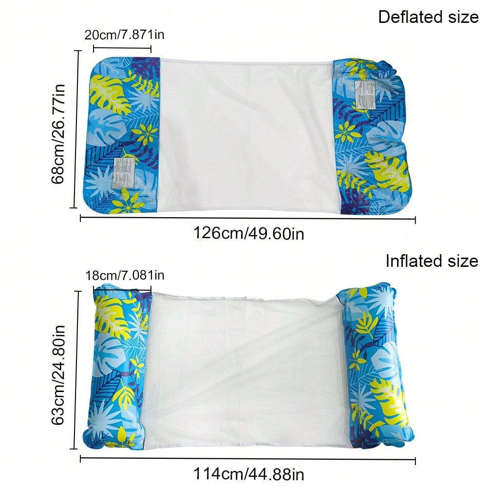 1-Piece Inflatable Floating Hammock Leaf-Shaped Double-Tube Pool Float for One Person, Foldable Water Lounger for Beach & Pool