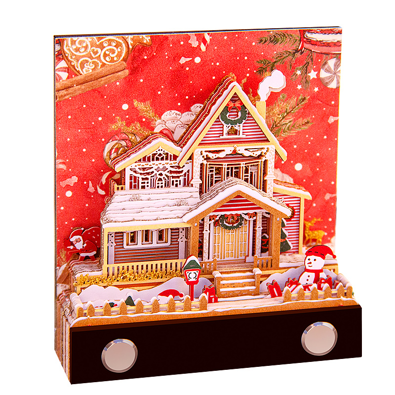 3D Calendar 2025, Notepad Paper Carving Calendar, Desktop Decoration with Light & Dust Cover, Tearable Creative Memo for Office & Home (Christmas Tree House)