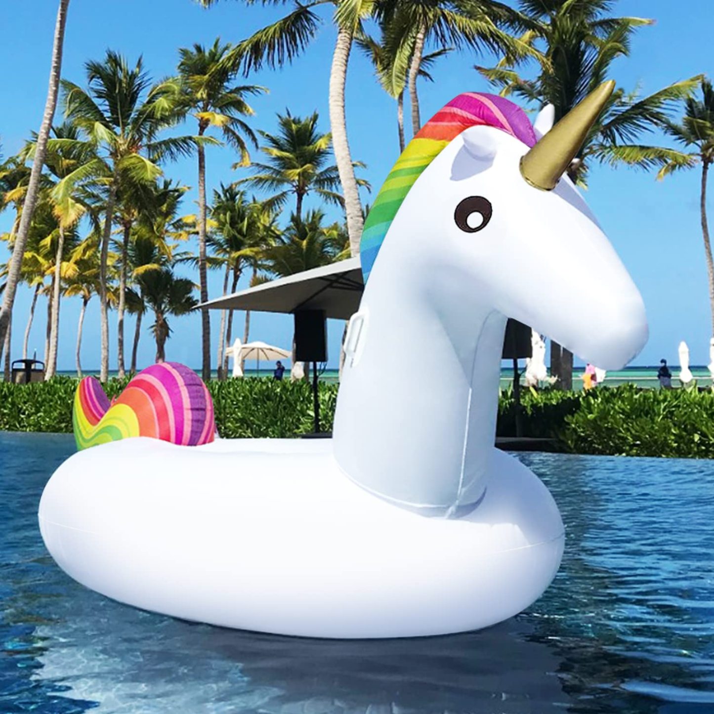 Giant Inflatable Unicorn Pool Float Large Ride-On Water Toy for Kids & Adults | Fun Swimming Pool Lounge Chair for Summer Water Play