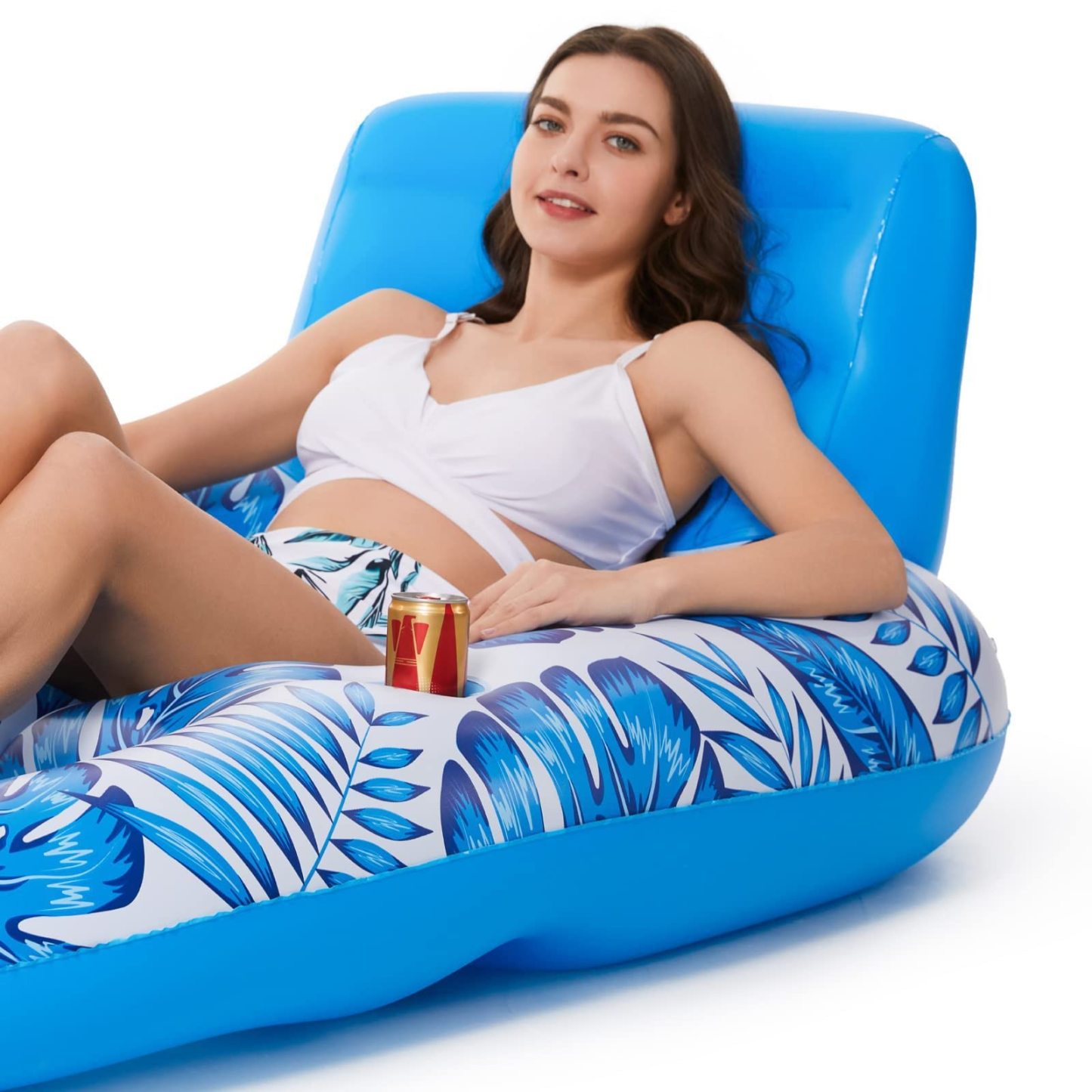 Heavy-Duty Inflatable Pool Chair Float Adult Pool Lounger with Headrest, Comfortable Recliner for Swimming Pool Parties