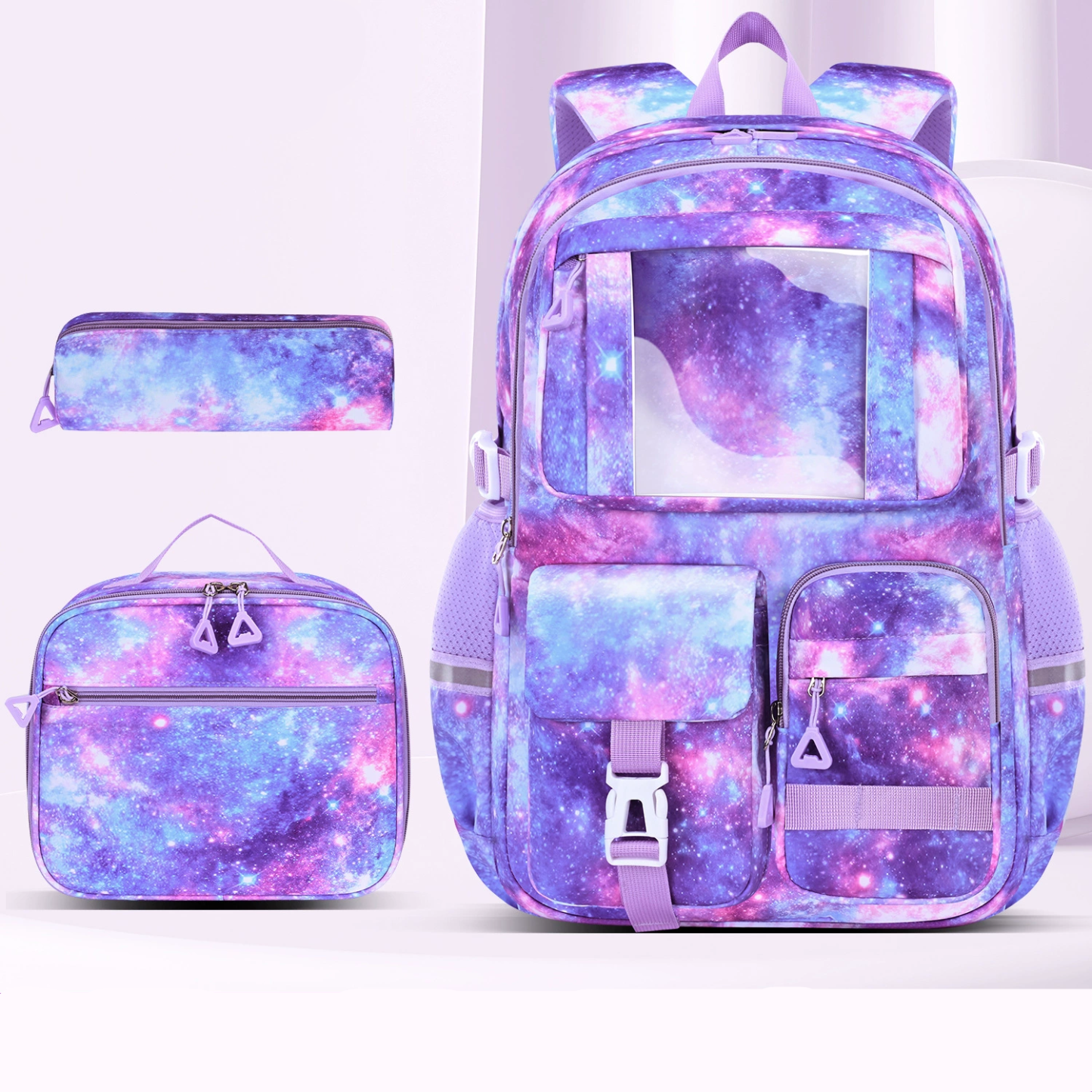 Fimibuke 3-in-1 School Backpack Set, Waterproof Bookbag with Lunch Bag & Pencil Case, Lightweight for School Girls Boys