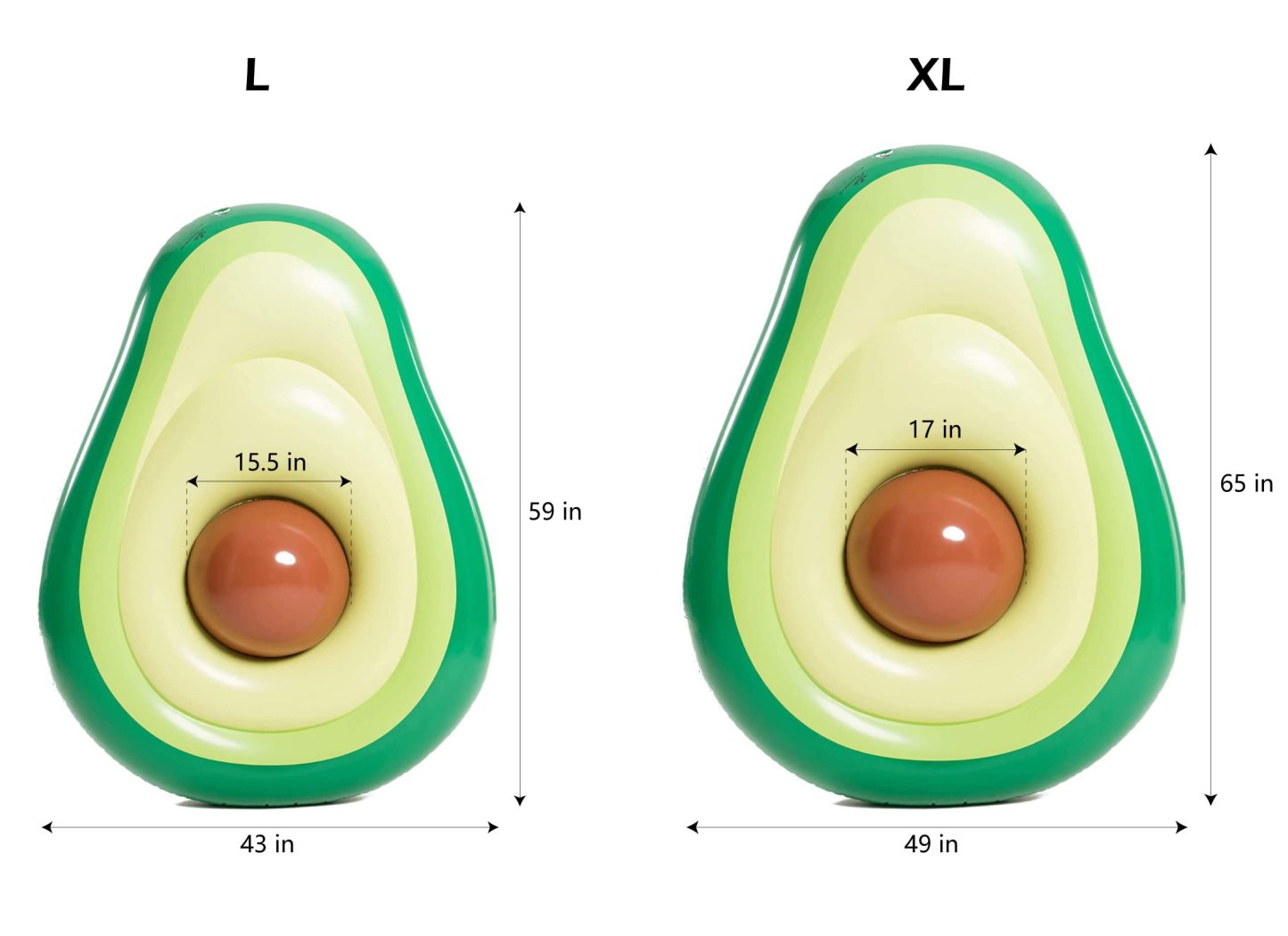 Inflatable Avocado Pool Float with Ball Large Raft for Kids & Adults, Fun Water Toy for Pool, Beach & Summer Parties