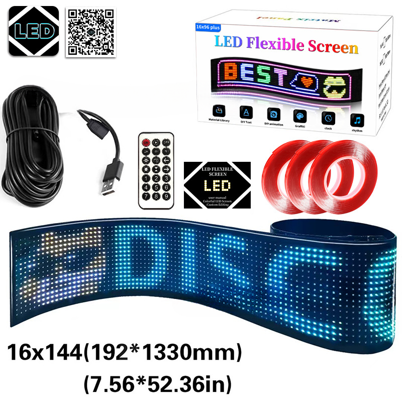Flexible LED Devil Eyes Windshield Sign Animated Display Panel for Cars & Trucks with Remote Control & Bluetooth App Custom LED Sign for Bars, Shops, Hotels