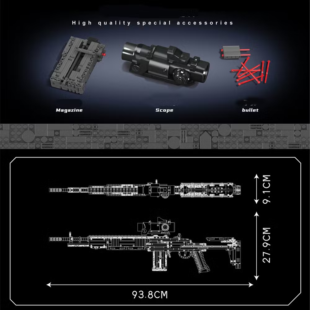 Building Block Gun for Adults, 1: 1 AKM-47 Model Gun That Shoot Rubber Band Educational Toys DIY Assembling Building Toys Set for Boys Age 14+, Collectible Gift for Military Weapon Toy Lovers,1166Pcs