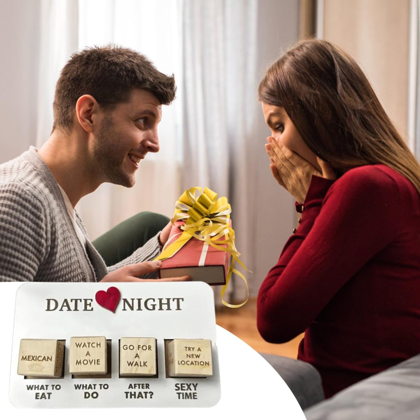 Romantic Couple Dice Game Wooden Date Night Game with Unique Cards, Perfect for Anniversaries & Special Occasions