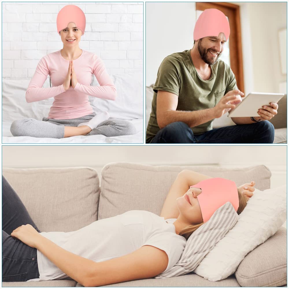 Migraine Relief Hat | Gel Cooling Headache Cap with Cold Therapy, Stretchy Ice Sleep Mask for Migraines, Puffy Eyes & Stress Relief