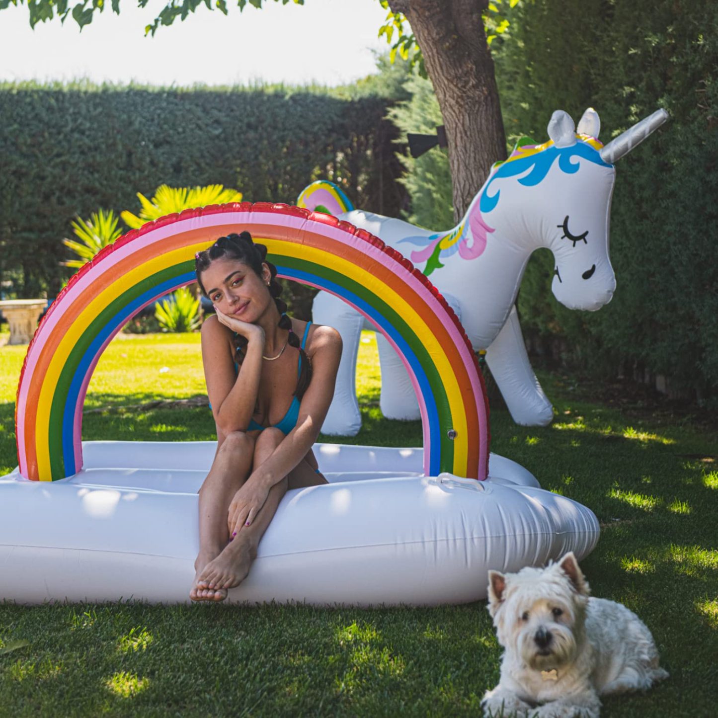 Fun Floats Rainbow Cloud Floaties Colorful Pool Inflatables for Kids & Adults, Rainbow Island Float with Pride Theme, Perfect for Pool & LGBTQ Parties