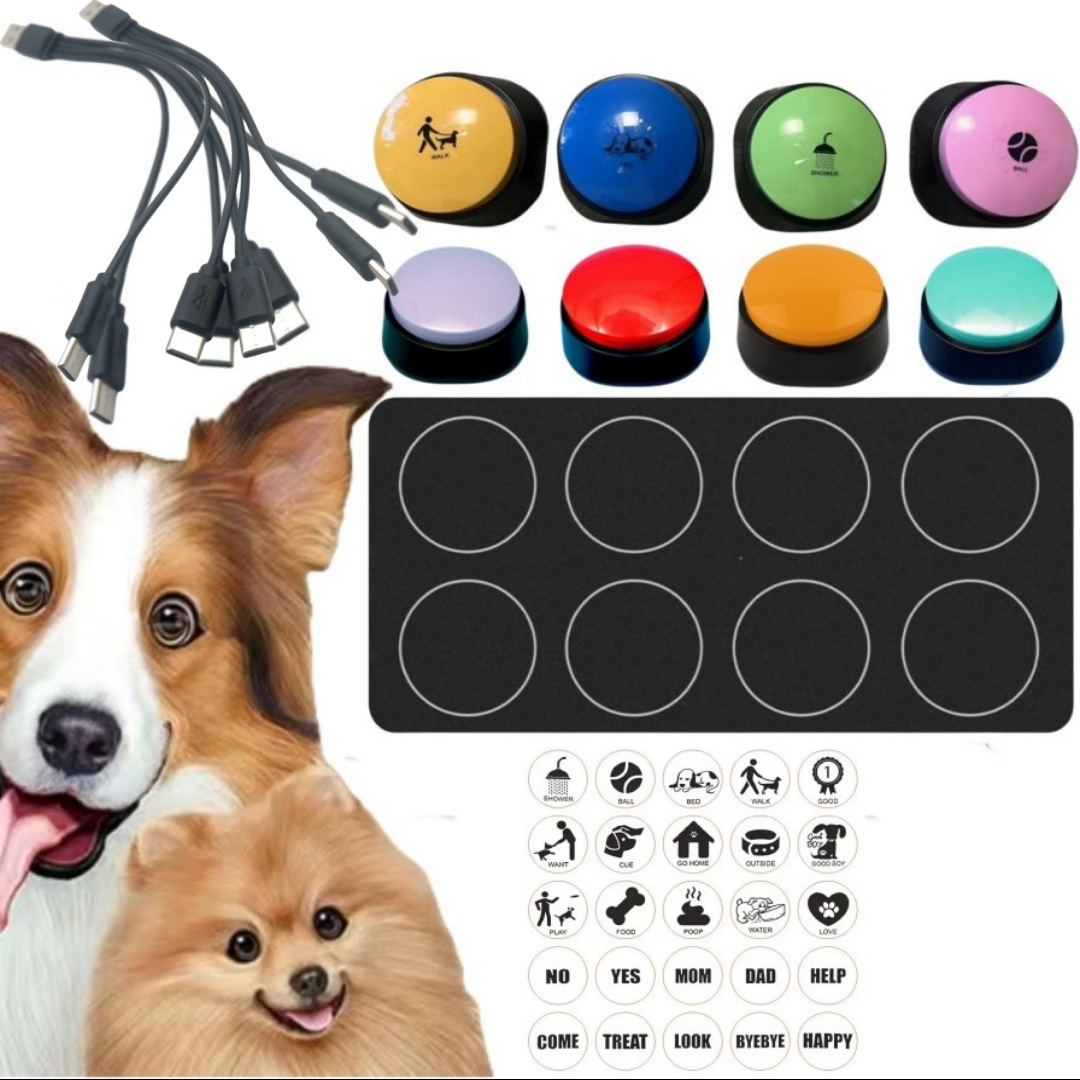 Rechargeable Pet Talking Button | Sound Pet Button Training Toy for Dogs & Cats