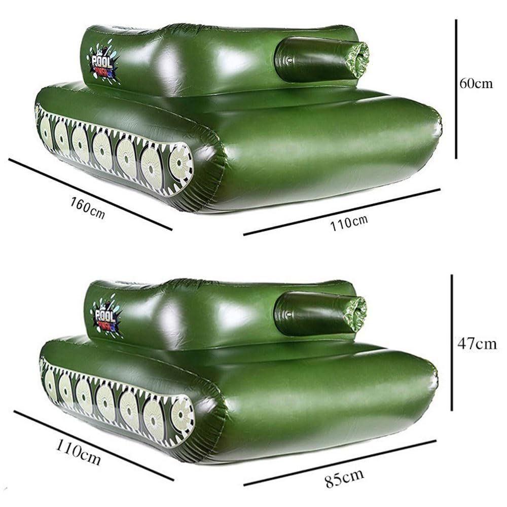Battle Tank Ride-On Pool Float for Kids – Inflatable Tank Float with Water Squirt Gun, Summer Water Toy for Pool & Beach (Ages 6–12)