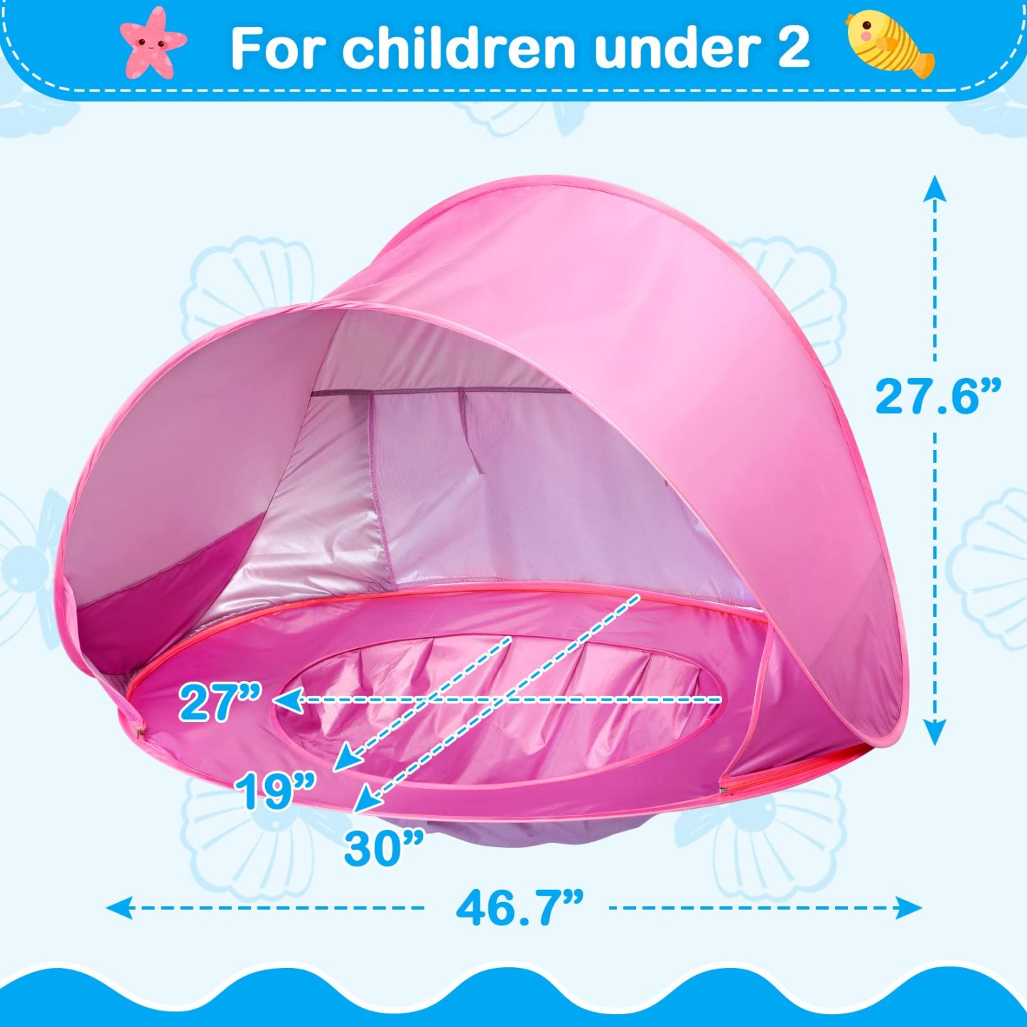 Baby Beach Tent with Mini Pool Pop-Up UV Sun Shelter UPF 50+, Removable Canopy & Carry Bag