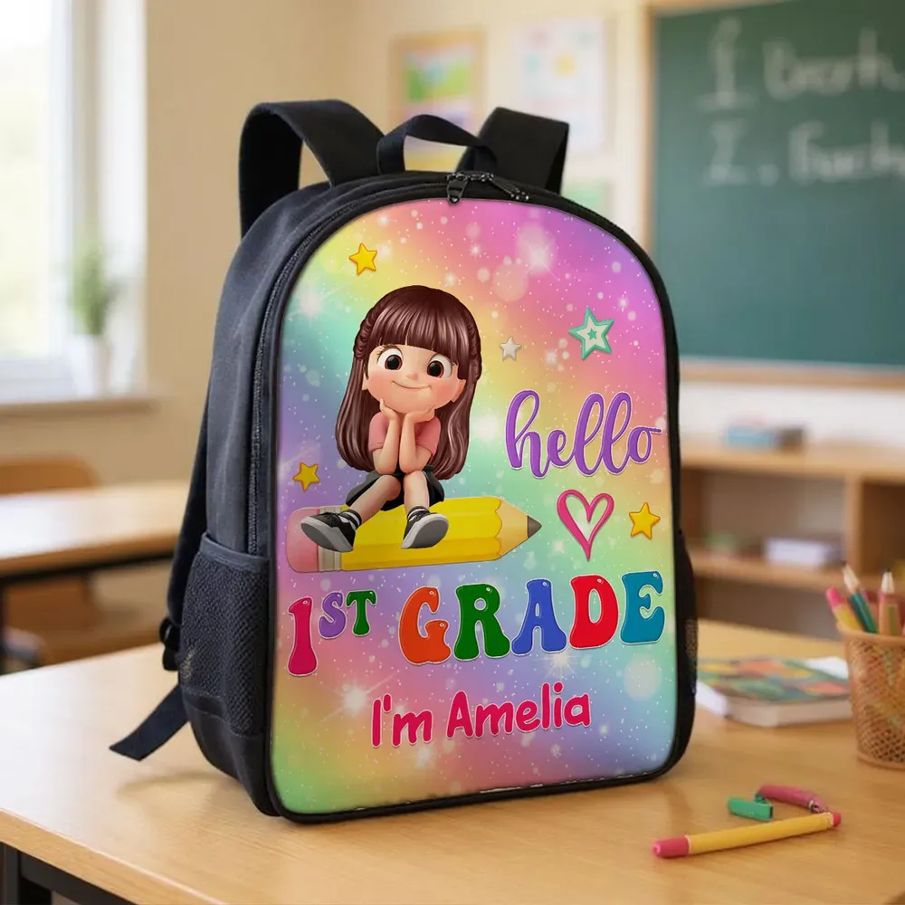 Custom Backpack for Kids | Whimsical Pencil Ride Design, Perfect Back to School Gift