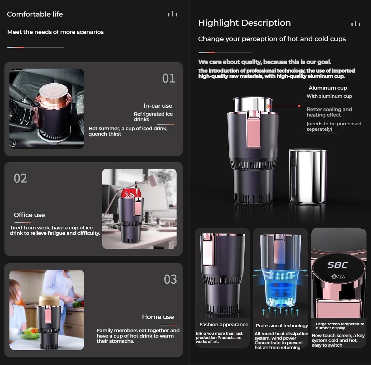 12V Smart Cup Cooler & Warmer | Portable Car Cup Holder with Cooling & Heating | Compact, Reliable, and Easy-to-Use Auto Drink Chiller